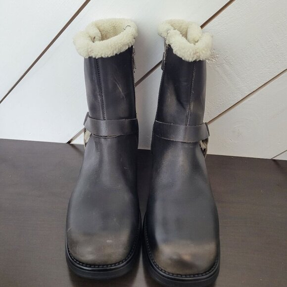 NEW Steve Madden Brixton-F Lined Black Distressed Leather Buckle Moto Boots 11 - Picture 3 of 12